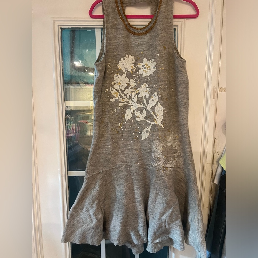 Anthropologie Knitted and Knotted Wool drop waist dress size Med.